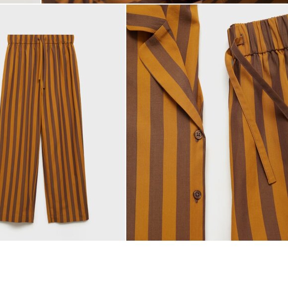MANGO SET two-tone woven striped trousers and short shirt Size M NEW WITH TAG! - Picture 5 of 6